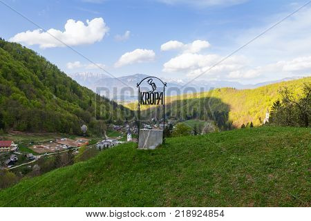 Typical mountain landscape and village in SloveniaEurope