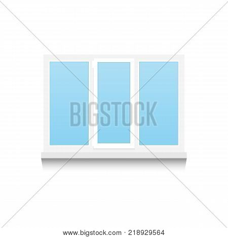 Realistic Plastic tricuspid window on white background with shadows. Vector illustration.