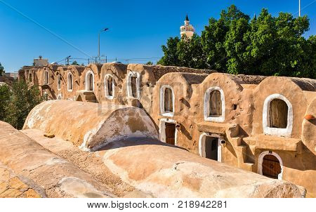 Ksar Hadada in in southeastern Tunisia. Star Wars: Episode I - The Phantom Menace was filmed here.