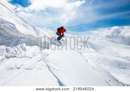Skier Standing On Top, Snow.