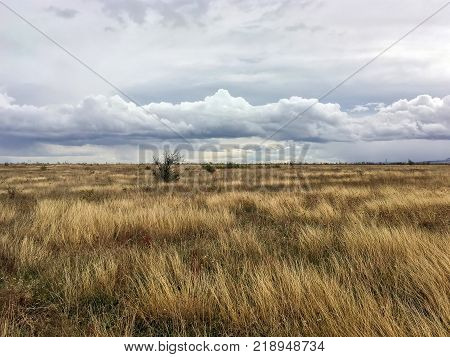 Beautiful landscape - View of Mount Agarmys (Stary Krym) from the side of the steppe Crimea