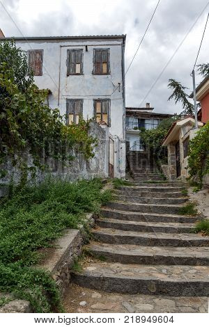 XANTHI, GREECE - SEPTEMBER 23, 2017: Street and old houses in old town of Xanthi, East Macedonia and Thrace, Greece