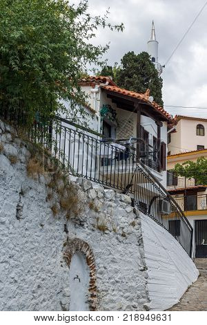 XANTHI, GREECE - SEPTEMBER 23, 2017: Street and old houses in old town of Xanthi, East Macedonia and Thrace, Greece