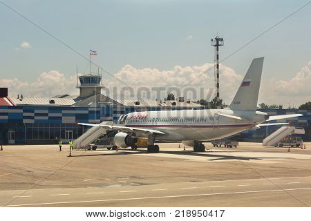 Simferopol, Russia - June 05, 2016: Aircraft at the Simferopol International Airport