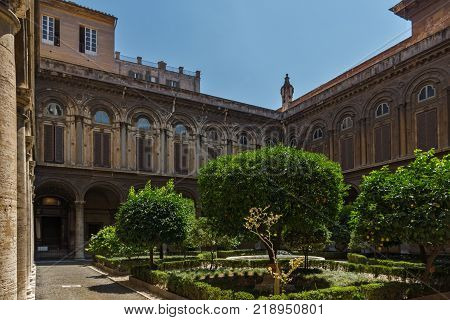 ROME, ITALY - JUNE 23, 2017:  Amazing view of Pamphili Palace in city of Rome, Italy