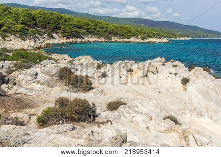 Seascape of Orange Beach Kavourotripes at Sithonia peninsula, Chalkidiki, Central Macedonia, Greece
