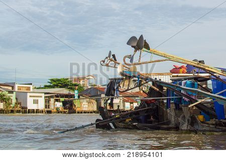 Flooting Market on the Mekong River near the city of Can Tho in the Mekong Delta in Vietnam