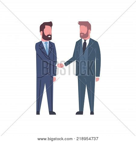 Hand Shake Concept Two Business Men Shaking Hands Partners Successful Agreement Or Deal Flat Vector Illustration