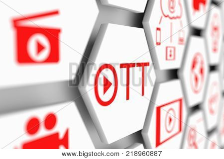 OTT concept cell blurred background 3d illustration