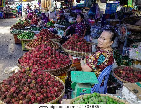 Vendors At Local Market In South Of Vietnam