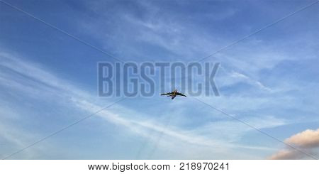 Big Airplane at blue sky in Luanda