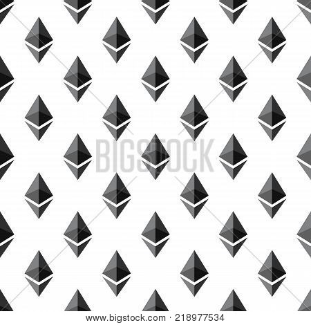 Seamless pattern background with ethereum signs, symbols, icons.