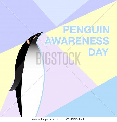 Penguin awareness day. Penguin on a colored background.