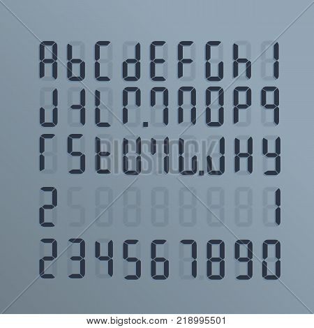 A realistic electronic alphabet from A to Z and numbers. Dial on the screen