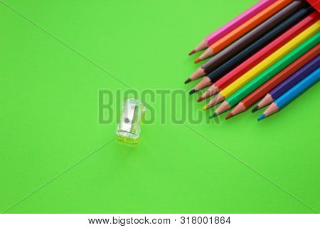 Drawings With Colored Pencils On A Green Background