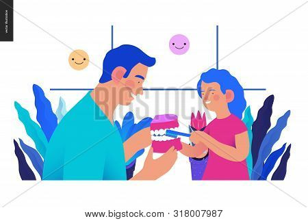 Pediatric Dentistry -medical Insurance Illustration -modern Flat Vector Concept Digital Illustration