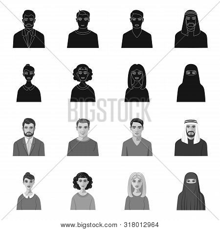 Vector Design Of Hairstyle And Profession Icon. Set Of Hairstyle And Character Vector Icon For Stock