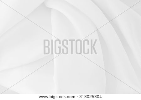 White Fabric Cloth Texture For Background And Design Art Work, Beautiful Crumpled Pattern Of Silk Or
