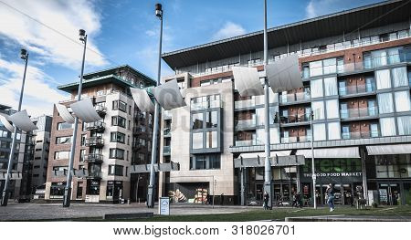 Modern Building Architecture Detail Of The New Smithfield Square In Dublin