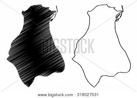 Ariana Governorate (governorates Of Tunisia, Republic Of Tunisia) Map Vector Illustration, Scribble 