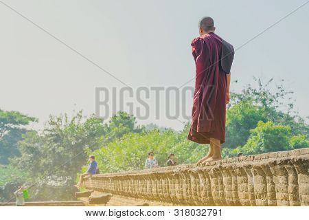 Mingun-myanmar, January 20, 2019 : Unidentified Tourists Come To Visit And Take Photographys At The