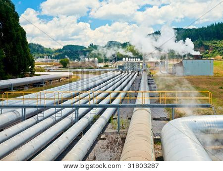 Rohre von Wairakei geothermal Power Station, New zealand