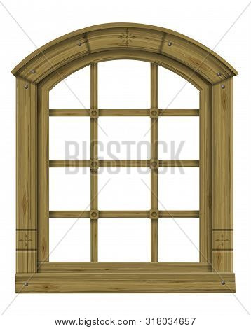 Antique Wooden Arched Window Fantasy Scandinavian Gothic