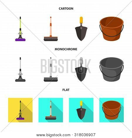Vector Illustration Of Cleanup And Household Icon. Collection Of Cleanup And Washing Vector Icon For