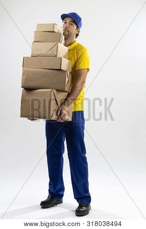 Brazilian Mailman On A White Background