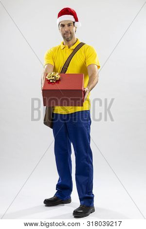 Brazilian Mailman Dressed As Santa Claus.