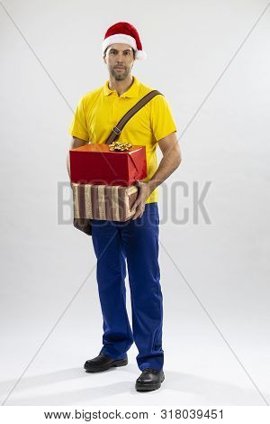 Brazilian Mailman Dressed As Santa Claus.