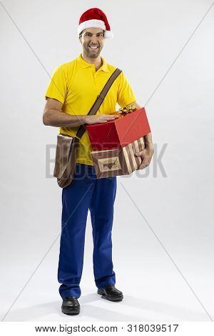Brazilian Mailman Dressed As Santa Claus.