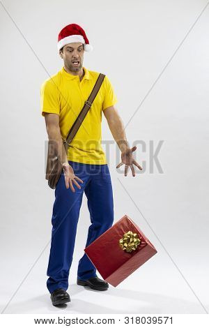 Brazilian Mailman Dressed As Santa Claus.
