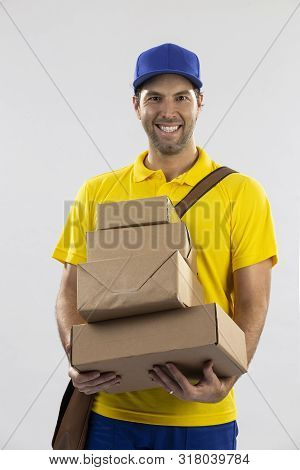 Brazilian Mailman On A White Background