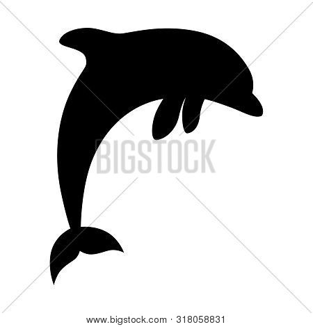 Dolphin Jumping Icon. Dolphin Black Symbol Isolated On White Background. Dolphin Graphic Sign As Sea