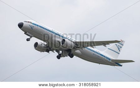 Airplane Takes Off From Dusseldorf Airport