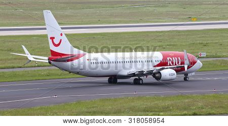 Airplane Taxi In Dusseldorf Airport