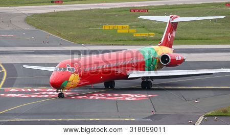 Airplane Taxi In Dusseldorf Airport