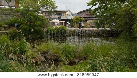Yamanashi, Japan, 28 June 2019: Oshino Hakkai in Japan