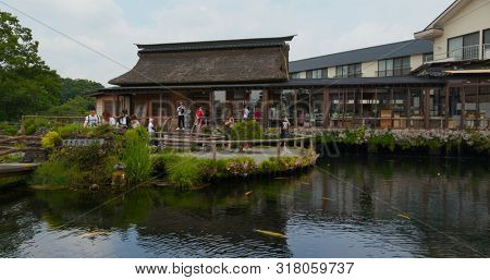 Yamanashi, Japan, 28 June 2019: Oshino Hakkai in Japan