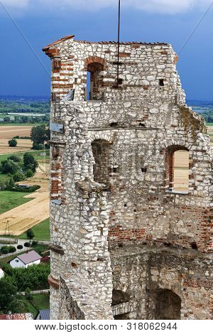 Janowiec - Poland July 11 2019: Ruins Of 16th Century Kazimierz Dolny Castle Defensive Fortification