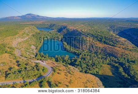 Aerial View Of The Brljan Lake Located Downstream Of Bilusic Buk On The Exit From Canyon Of Krka Riv