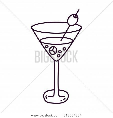 Maritni With Olive Drink Beverage Doodle Vector Icon