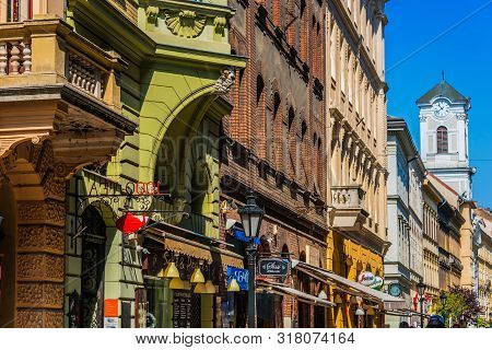 Budapest, Hungary - Jul 30, 2019: Famous Vaci Street, The Main Shopping Street In Budapest, Hungary