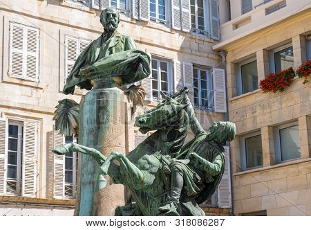 La Rochelle, France - May 8, 2019: The Bronze Bust Of The Painter And Orientalist Writer Eugene From