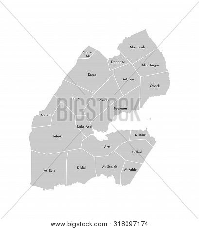 Vector Isolated Illustration Of Simplified Administrative Map Of Djibouti. Borders And Names Of The 