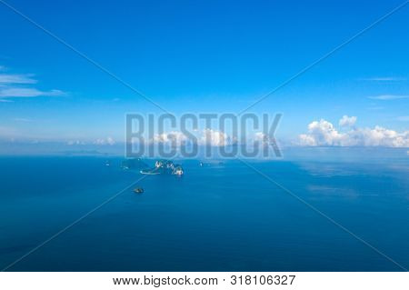 Travel vacation background - Aerial view of Railay beach, one of the most famousm, luxurious beach of Krabi, Thailand.