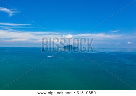 Travel vacation background - Aerial view of Railay beach, one of the most famousm, luxurious beach of Krabi, Thailand.