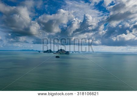 Travel vacation background - Aerial view of Railay beach, one of the most famousm, luxurious beach of Krabi, Thailand.
