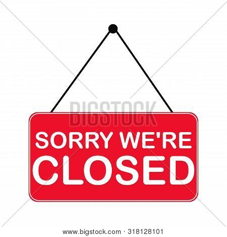 Close Shop Icon On White Background. Flat Style. Closed Door Icon For Your Web Site Design, Logo, Ap